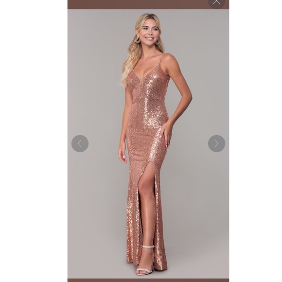 Dancing Queen | Dresses | Rose Gold Sequin Prom Dress Small | Poshmark